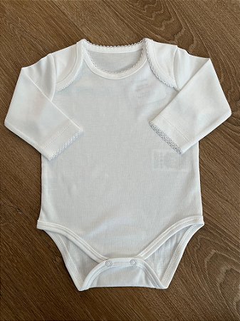 Body Liso Manga Comprida Branco Pima Peruano