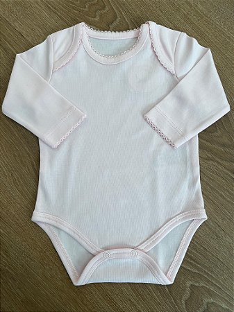 Body Liso Manga Comprida Rosa Pima Peruano