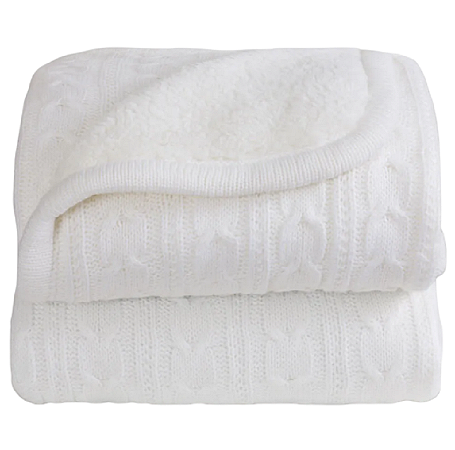 Cobertor Laço Bebe 100x75cm Lã com Sherpa Off White
