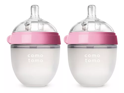 Kit Mamadeira Comotomo 150ml - Transparente Com Rosa