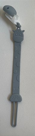 Prendedor de Chupeta em Silicone Girafa Azul