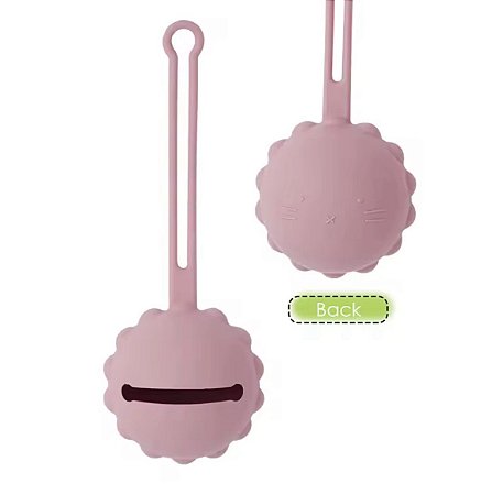 Porta Chupeta Em Silicone - Bolinha Rosa