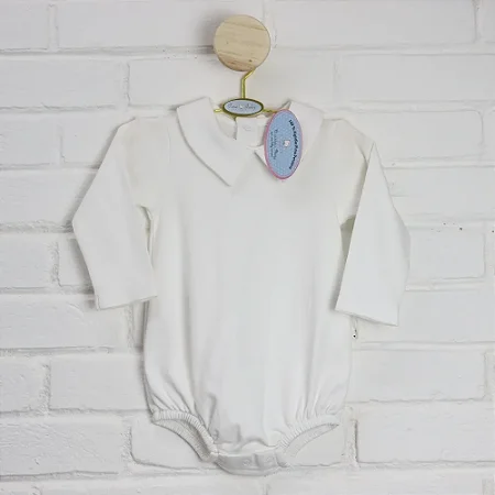 Body Com Gola Menino Manga Longa- Branco