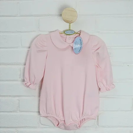 Body Menina Manga Longa- Rosa