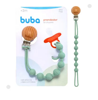 Prendedor de Chupeta em Silicone e Bambu Verde - Buba