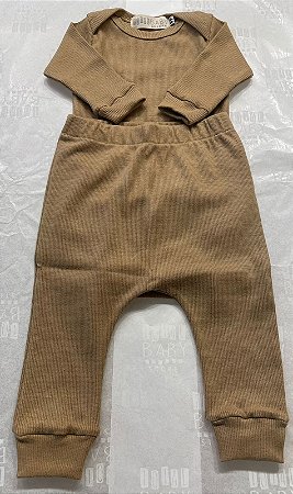 Conjunto Canelado Body E Calça Caramelo