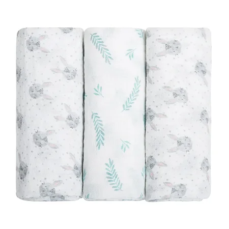Cueiro Swaddle Soft Estampado 100cm x 80cm (3un) Coelhinho - Papi