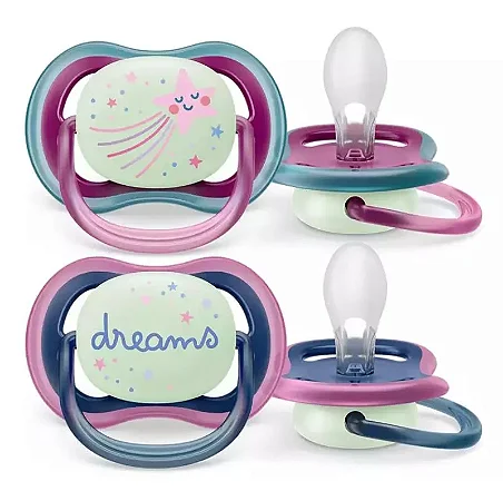 Chupeta Ultra Air Nighttime Dupla Decorada 6-18 Meses