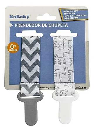 Prendedor de Chupeta Cinza - Kababy