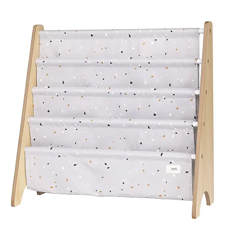 Rack Para Livros Reciclado Estampa Terrazzo Cinza 3 Sprouts
