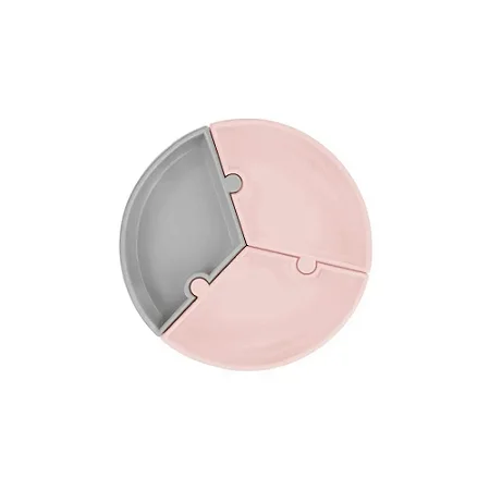 Prato Encaixe Puzzle Pink Rosa e Cinza - Minikoioi