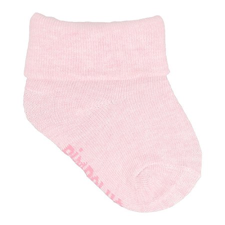 Meia Lisa 00-15 Feminino Rosa Claro com Vira - Pimpolho