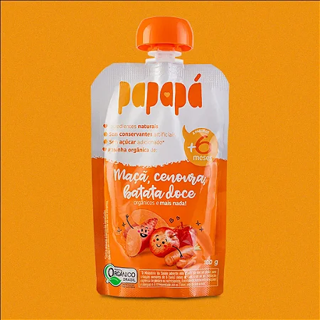 Papinha Orgânica de Maçã, Cenoura e Batata-Doce 100g - Papapá