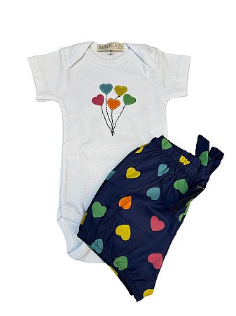 Conjunto de Body e Shorts Coração
