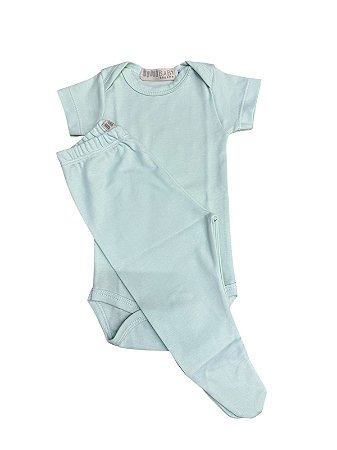 Conjunto de Pima Body Manga Curta e Calça Verde Menta