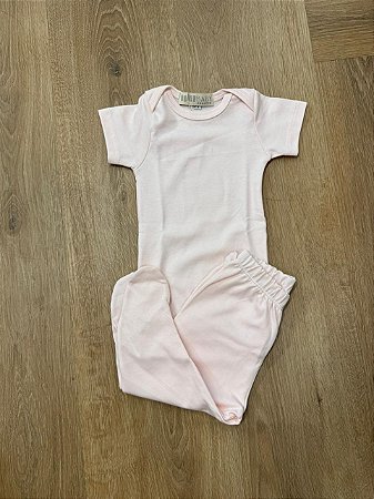 Conjunto de Pima Body Manga Curta e Calça Rosa