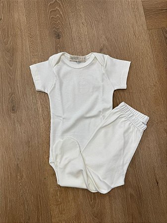 Conjunto de Pima Body Manga Curta e Calça Branco