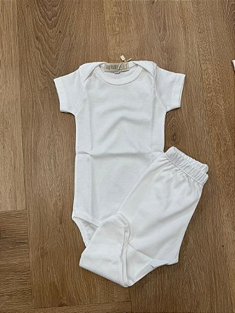 Conjunto de Pima Body Manga Curta e Calça Off White