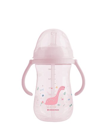 Copo com Canudo de Silicone 300ml Dino World Pink - Kikkaboo