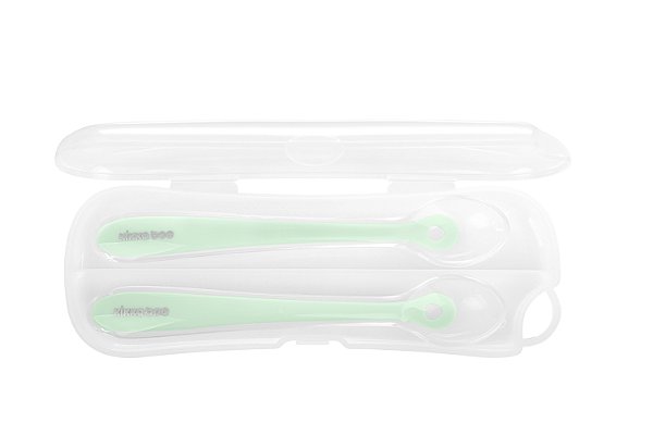 Kit com 2 Colheres de Silicone Mint com Caixa - Kikkaboo