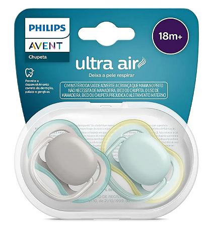 Chupeta Ultra Air 18m Dupla Azul e Cinza SCF349/01 - Avent