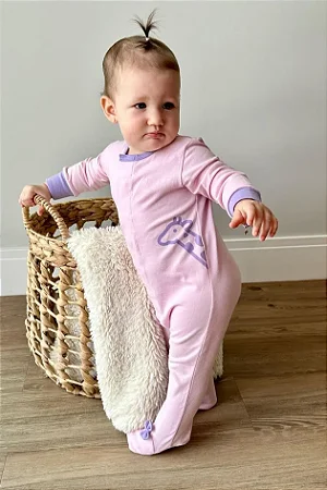 Macacão Magnético Rosa Bebê e Lavanda
