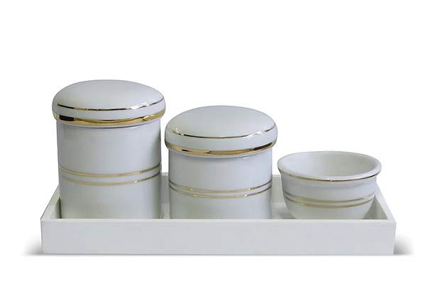 Kit de Higiene 3 Peças Friso Dourado