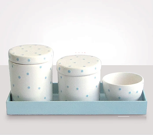 Kit de Higiene 3 Peças Branco Poa Azul