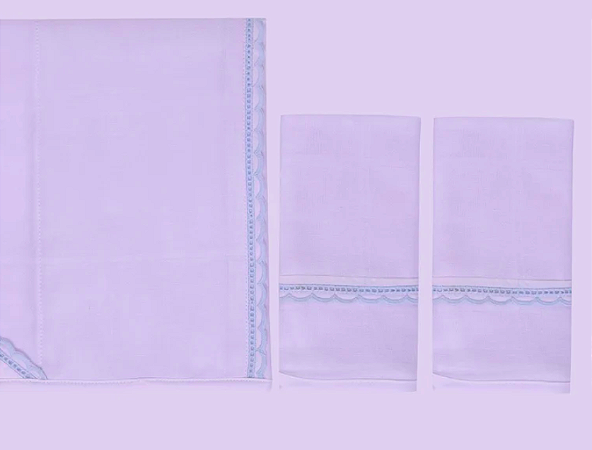 Kit de Fralda  ( 1 Ombro + 2 Bocas) Bordado Azul