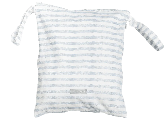 Saco de Roupa Suja Listrado Azul e Off White