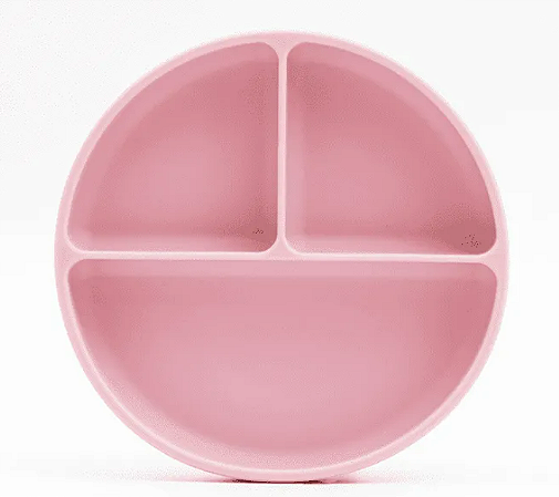 Prato Infantil Silicone com Divisórias e Ventosa Rosa Petit Piá