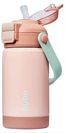 Copo Térmico Parede Dupla com Bico e Canudo Blush - Buba