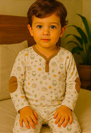 Set Camiseta Manga Longa e Calça Ourico Algodão Pima