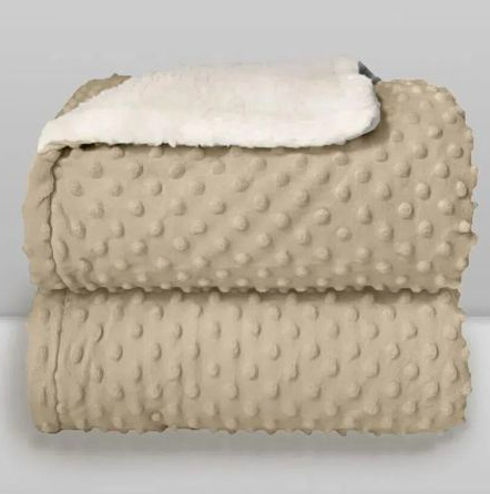 Cobertor Plush com Sherpam Dots Bege