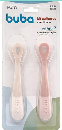 Kit 2 Colheres em Silicone Fase 2 Rosa - Buba