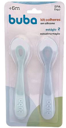 Kit 2 Colheres em Silicone Fase 2 Azul - Buba