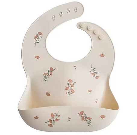 Babador em Silicone  Flores