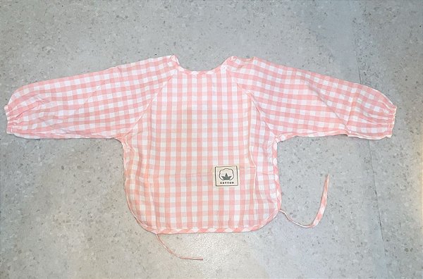 Babador Manga Longa Xadrez Rosa