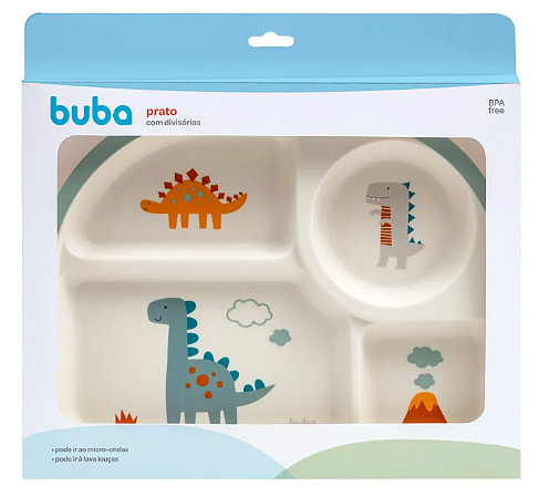 Prato Infantil Com Divisória Magic Dino - Buba