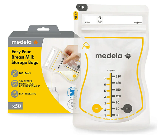 Bolsa para Armazenamento de Leite Materno 210ml (50 un) - Medela