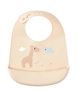 Babador em Silicone com Cata-Migalhas Cloudy Bege- Buba