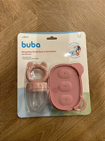 Kit Porta-Frutinha e Forminha em Silicone Rosa - Buba