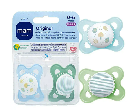 Chupeta Mam Original 0-6 Meses Dupla Menino - Mam