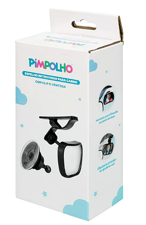 Espelho Retrovisor Para Carro com Clipe E Ventosa - Pimpolho