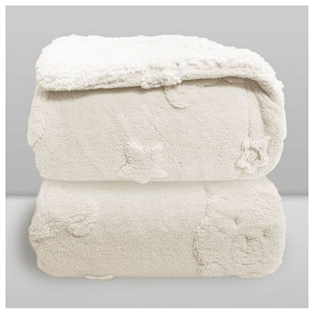 Cobertor Sherpa Relevo Urso Branco - Laço Bebe