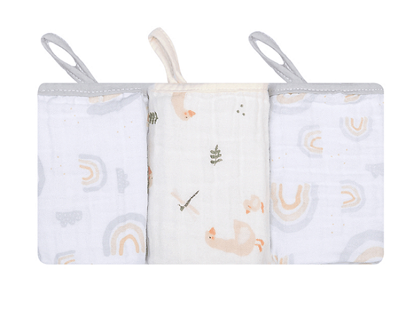 Kit 3 Paninhos de Boca com Prendedor de Chupetas Passeio dos Patinhos