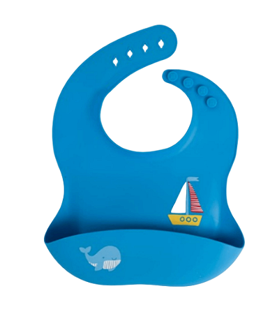 Babador Cata Migalhas De Silicone Ursinho Navy Azul Büp Baby