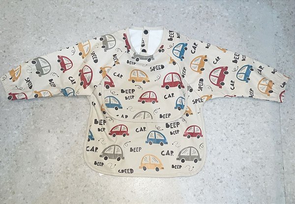 Babador Manga Longa Carrinhos