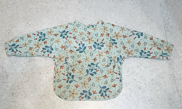 Babador com Manga Longa Flores Verde