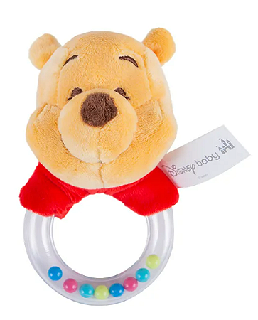 Chocalho Pelúcia Pooh - Disney Baby - Vermelho e Amarelo